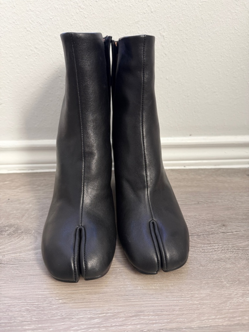 Maison Margiela Black Split-Toe Leather Ankle Boots